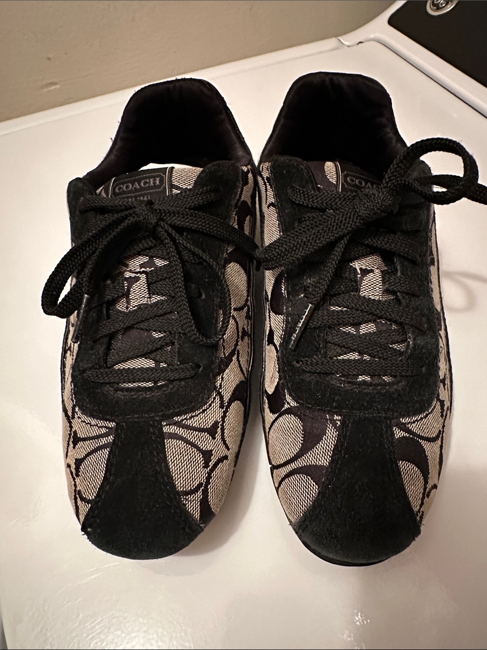 Coach Black and Tan Signature Canvas Sneakers
